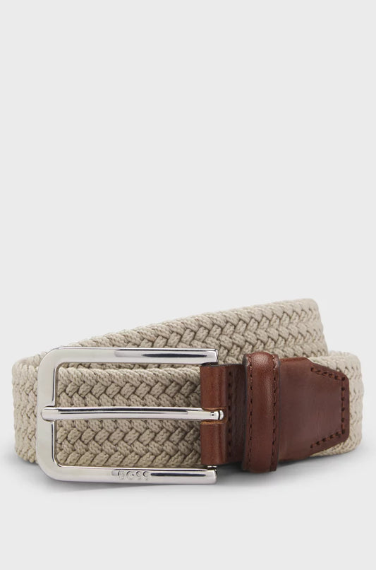 HUGO BOSS WOVEN BELT WITH LEATHER FACINGS 406353494104