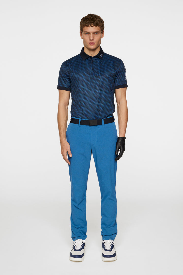 J.LINDEBRG TOUR TECH PRINT POLO SHADOW BRIDGE NAVY