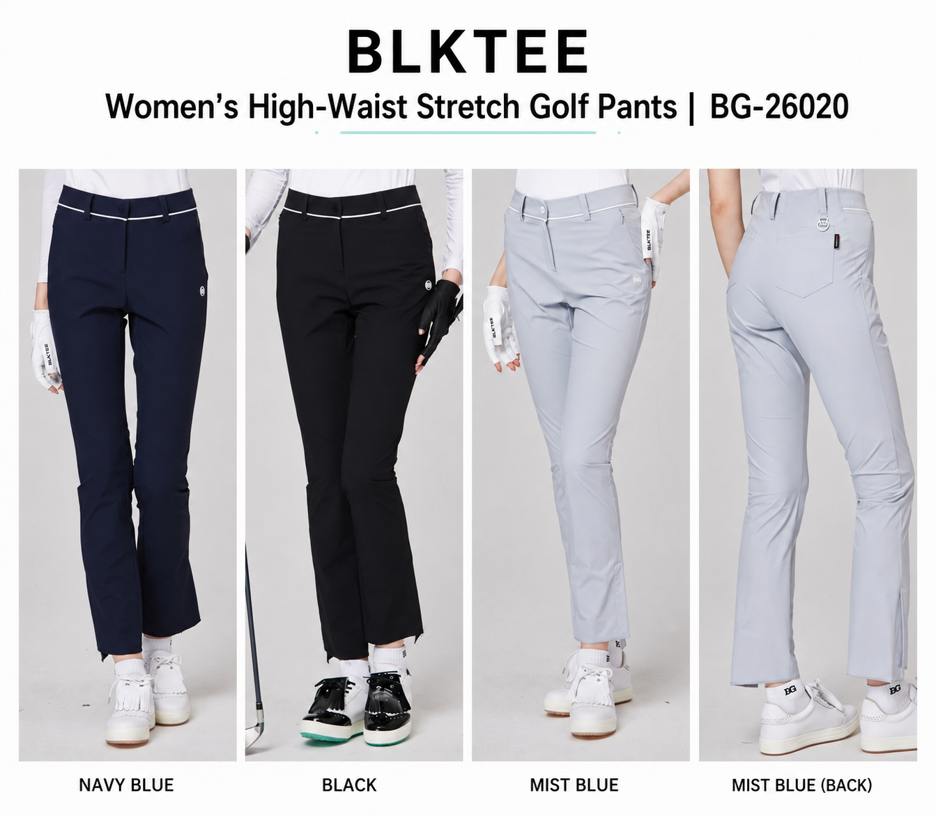 BLKTEE Women’s High-Waist Stretch Golf Pants | BG-26020