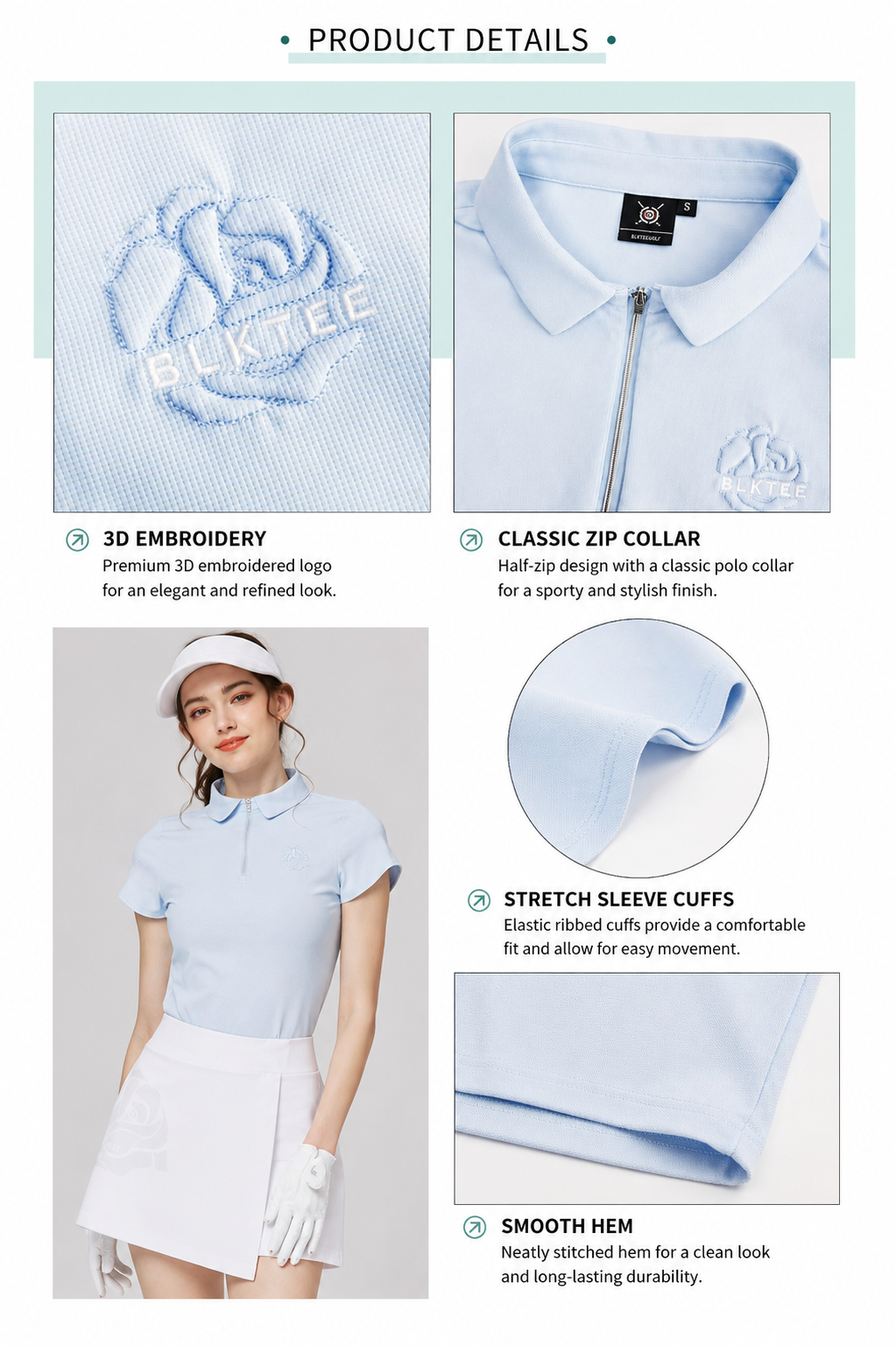 BLKTEE Women’s Embroidered Golf Polo | BG-26004