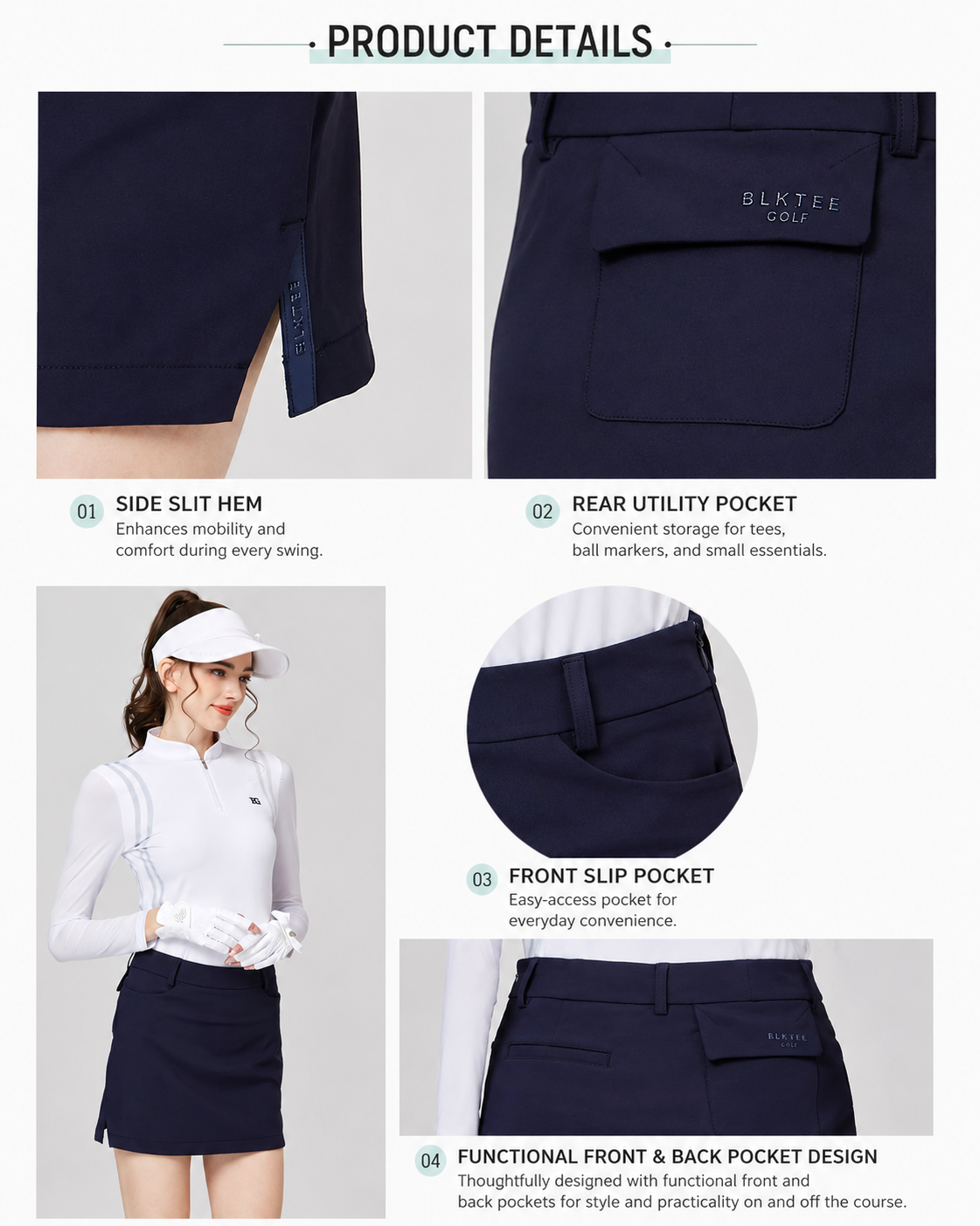 BLKTEE Women’s High-Waist Pocket Golf Skort | BG-26025