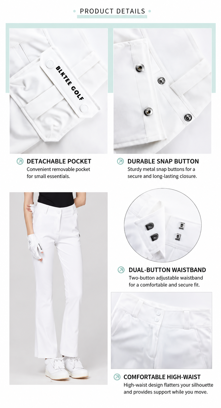 BLKTEE Women’s High-Waist Stretch Golf Pants | BG-26021