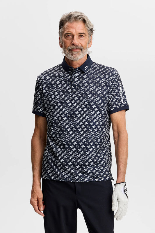 Tour Tech Print Polo, Bunker Fade Navy Set M | J.Lindeberg
