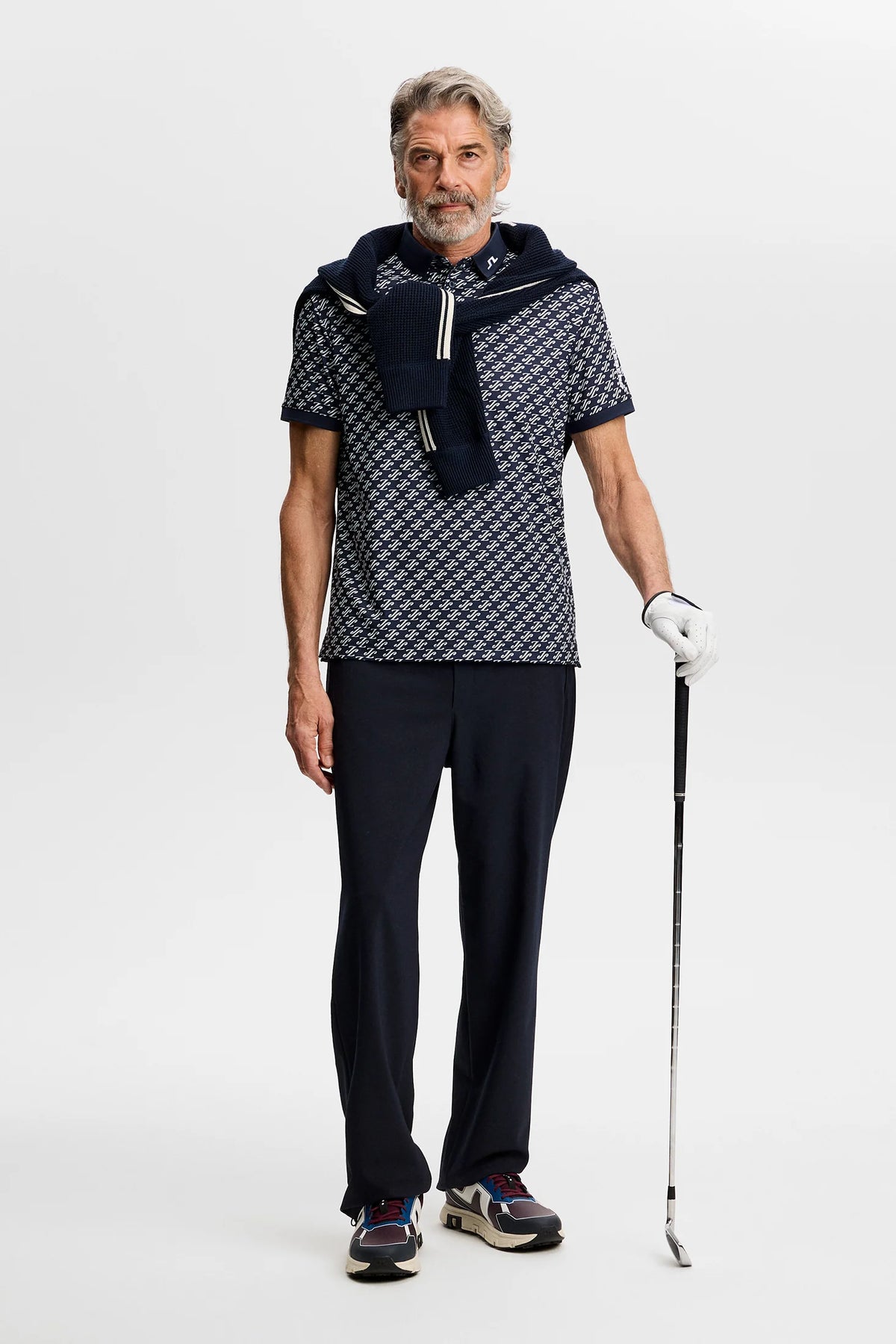 Tour Tech Print Polo, Bunker Fade Navy Set M | J.Lindeberg