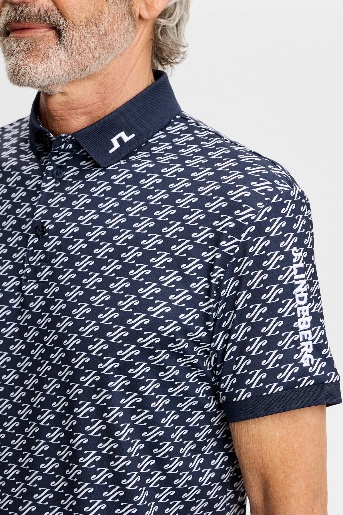 Tour Tech Print Polo, Bunker Fade Navy Set M | J.Lindeberg