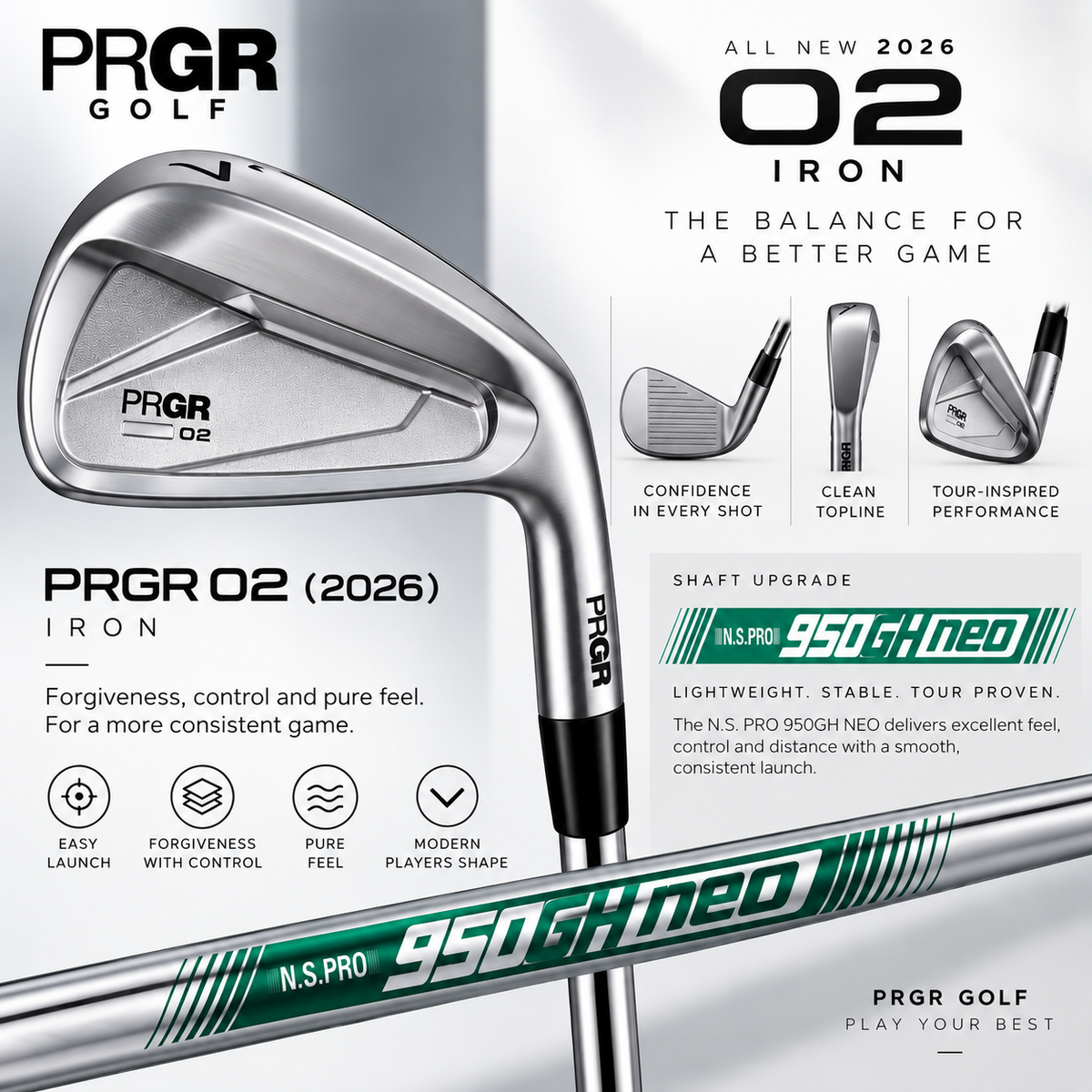 PRGR O2 IRON SET | NSPRO950GH NEO R | (5-PW) COMING SOON