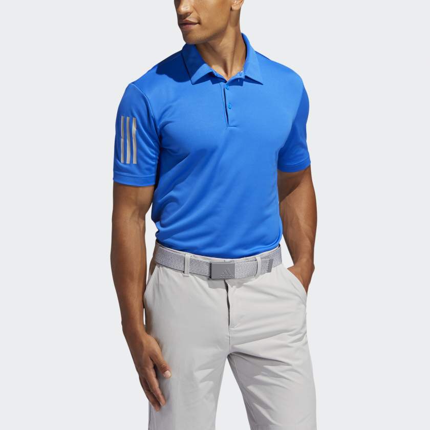 Adidas 3 Stripe Basic Golf Polo Shirt | FJ9843 Blue